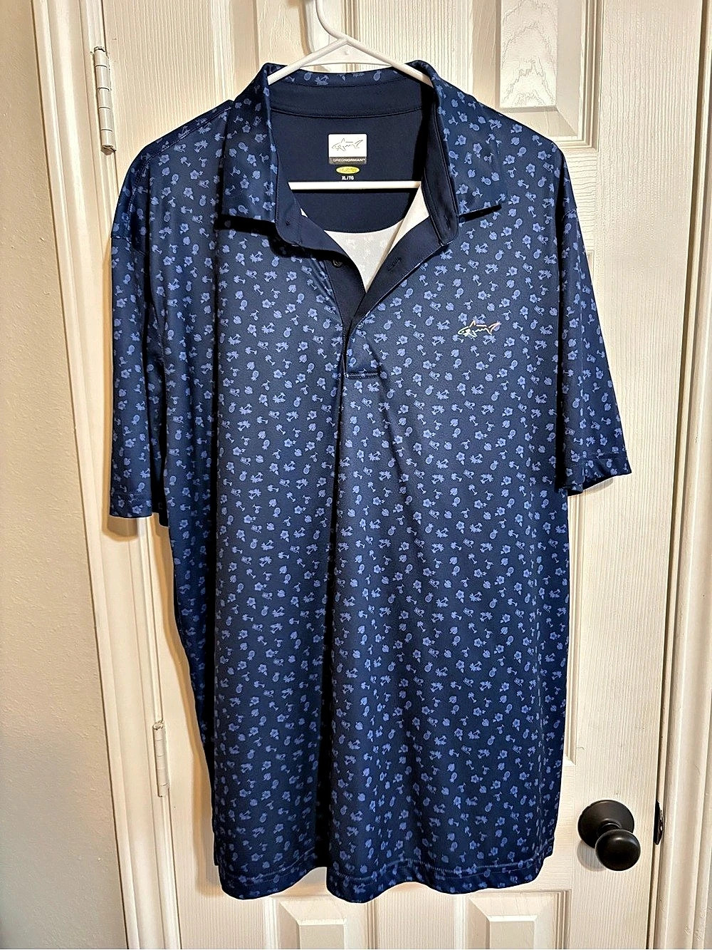 Greg Norman Men's Tropical Polo Blue XL Like New